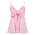 Polka Dot Bow Lace-Up Camisole Top