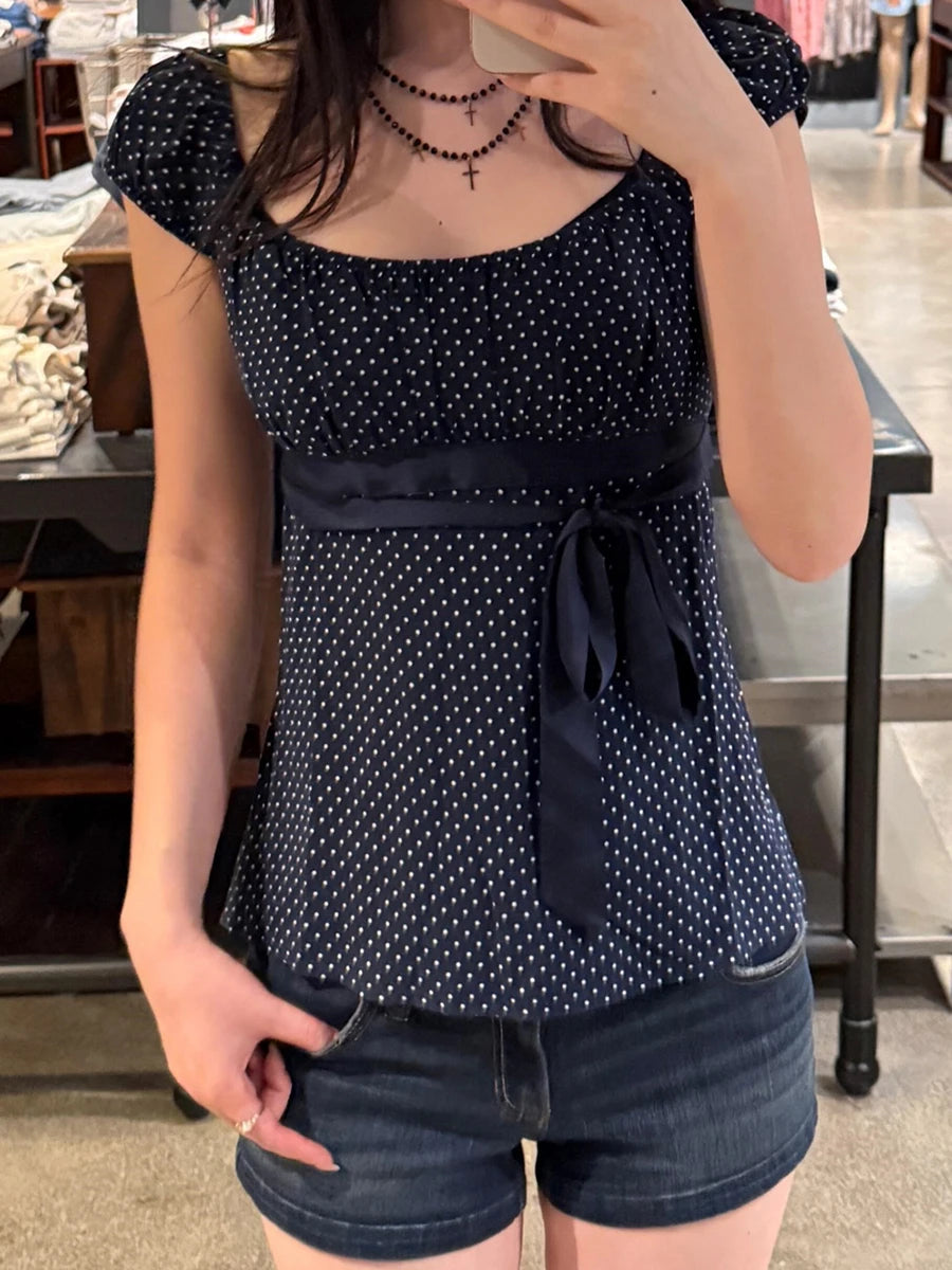 Floral Backless Cinched Blouse