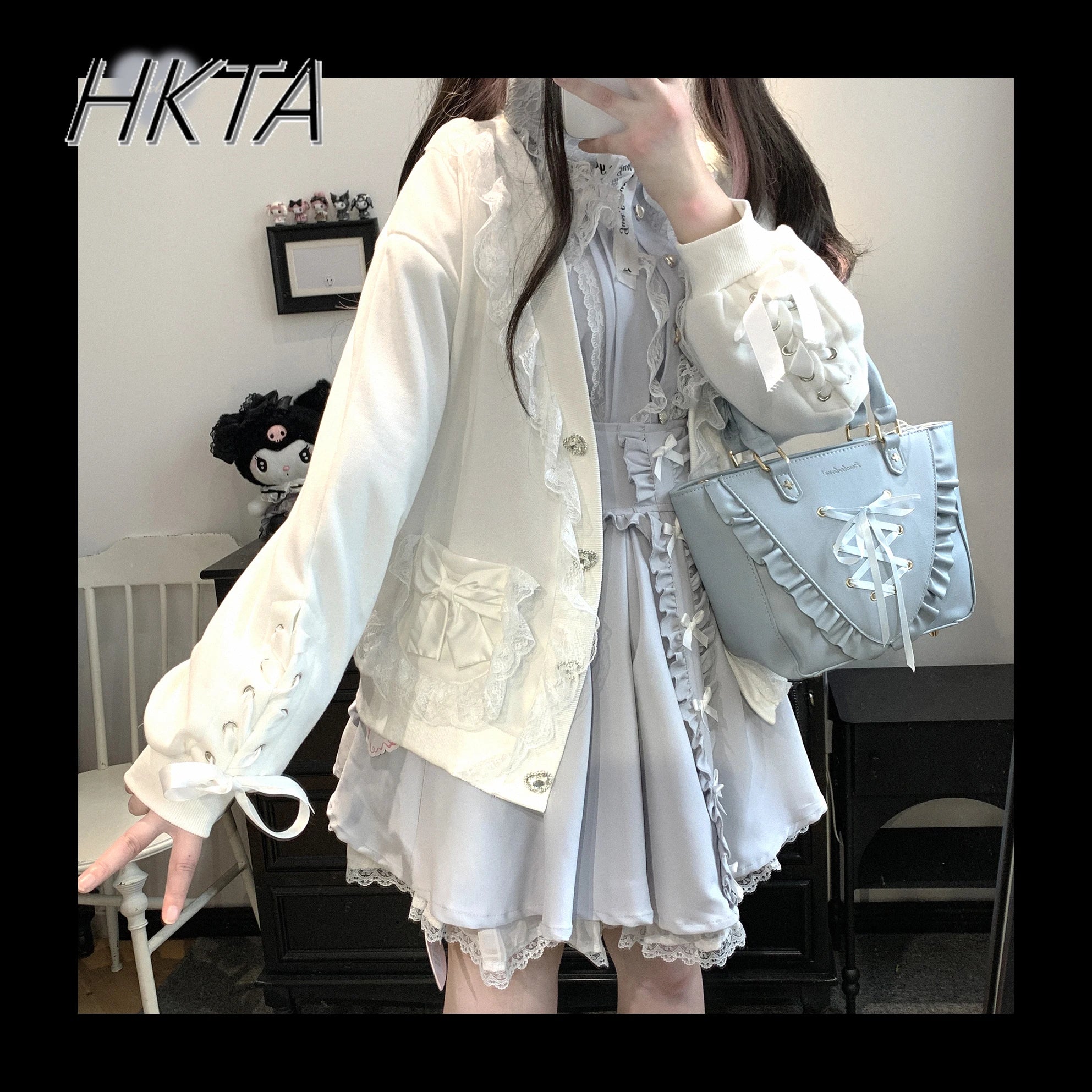 Ribbon Bow Knit Hoodie