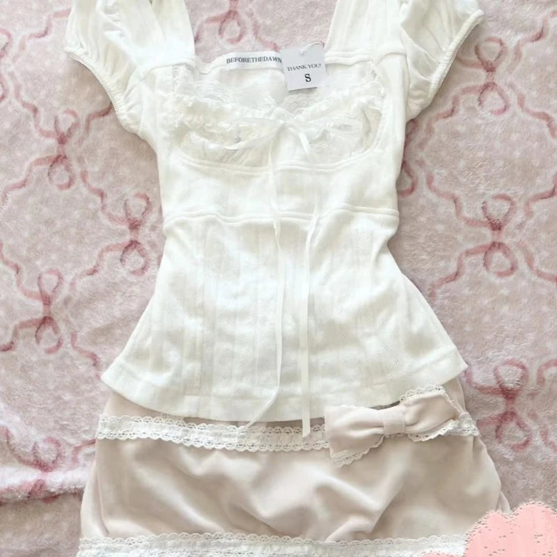 Kawaii Lace Bow T-Shirt