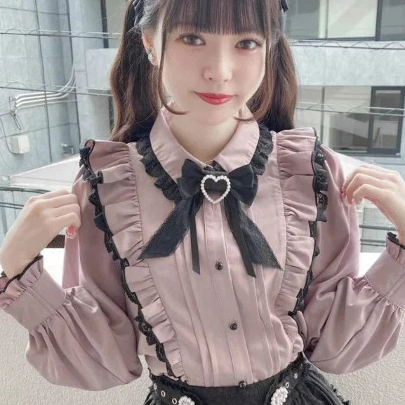 Japanese Kawaii Lace Ruffle Blouse