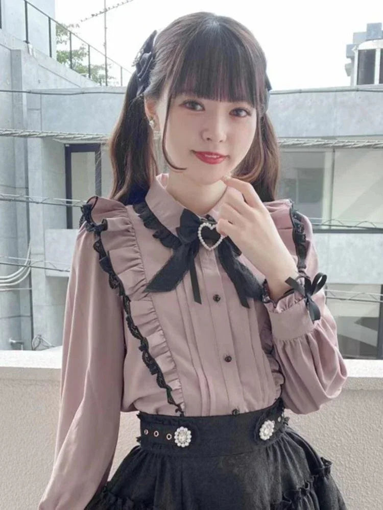 Japanese Kawaii Lace Ruffle Blouse