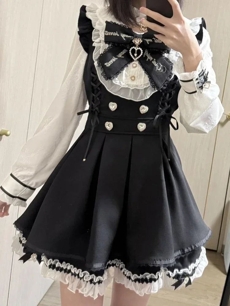Gothic Lolita Bow Dress & Shorts Set