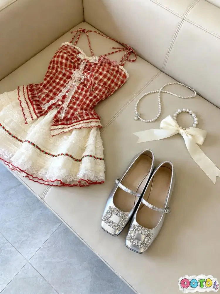 Gingham Corset & Ruffle Skirt Set