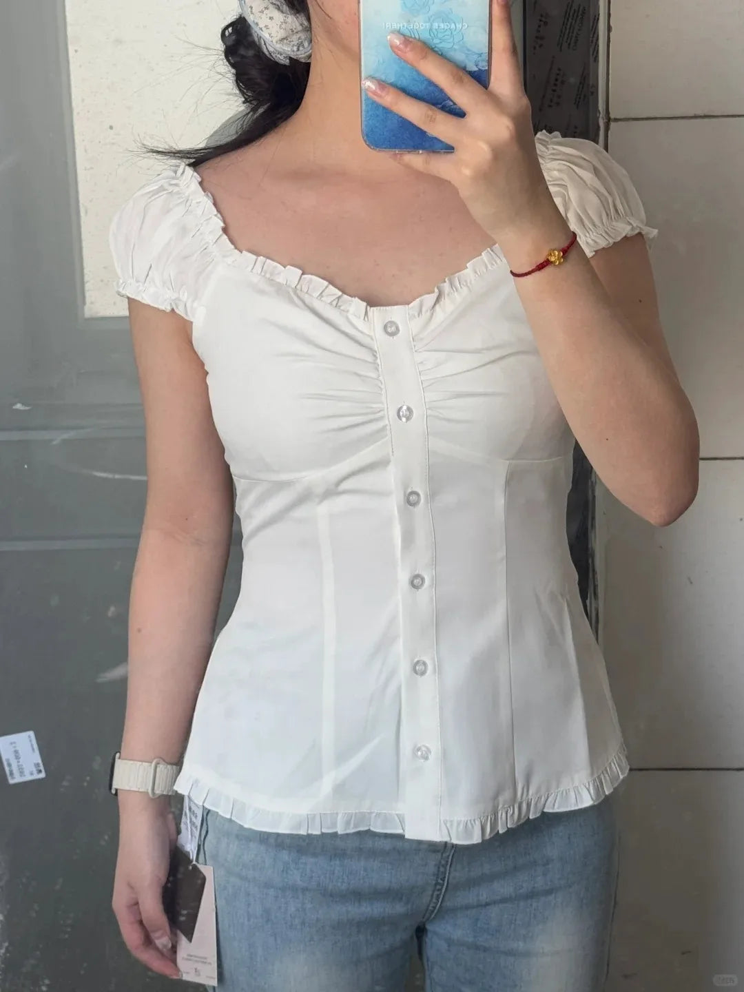 Floral Backless Cinched Blouse