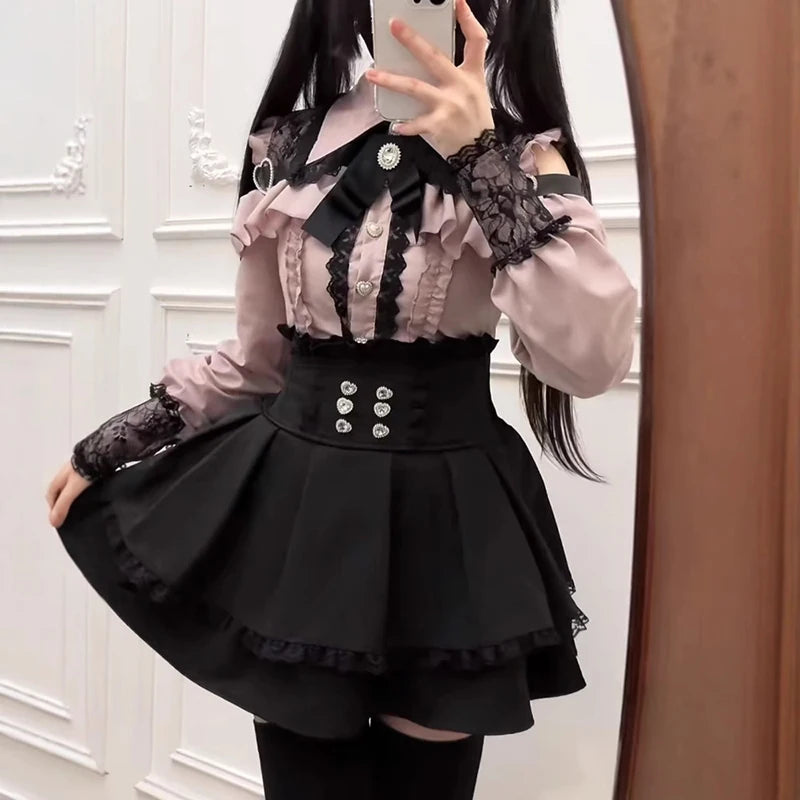 Jirai Kei JK Uniform Blouse & Skirt Set