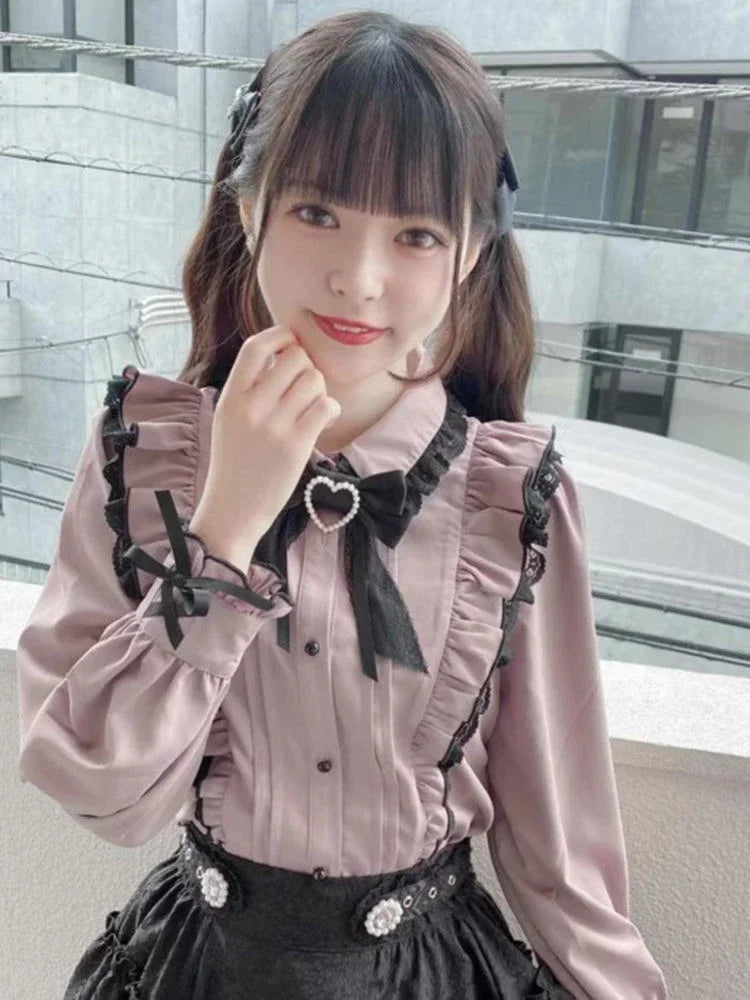 Japanese Kawaii Lace Ruffle Blouse