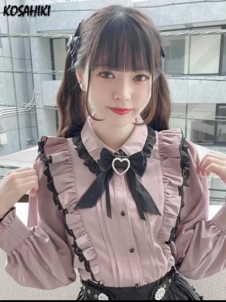 Japanese Kawaii Lace Ruffle Blouse