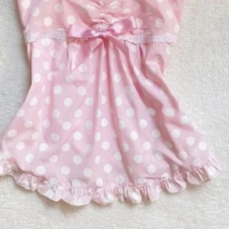 Vintage Polka Dot Lace Crop Tank Top