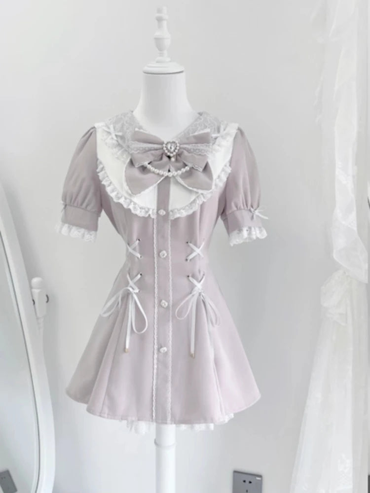 Gothic Lolita Bow Dress & Shorts Set