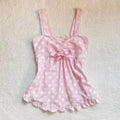 Vintage Polka Dot Lace Crop Tank Top