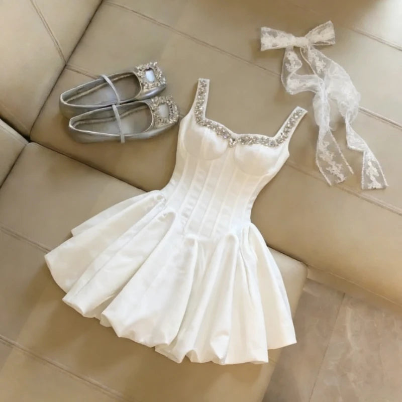 French Princess Ruffle Mini Dress