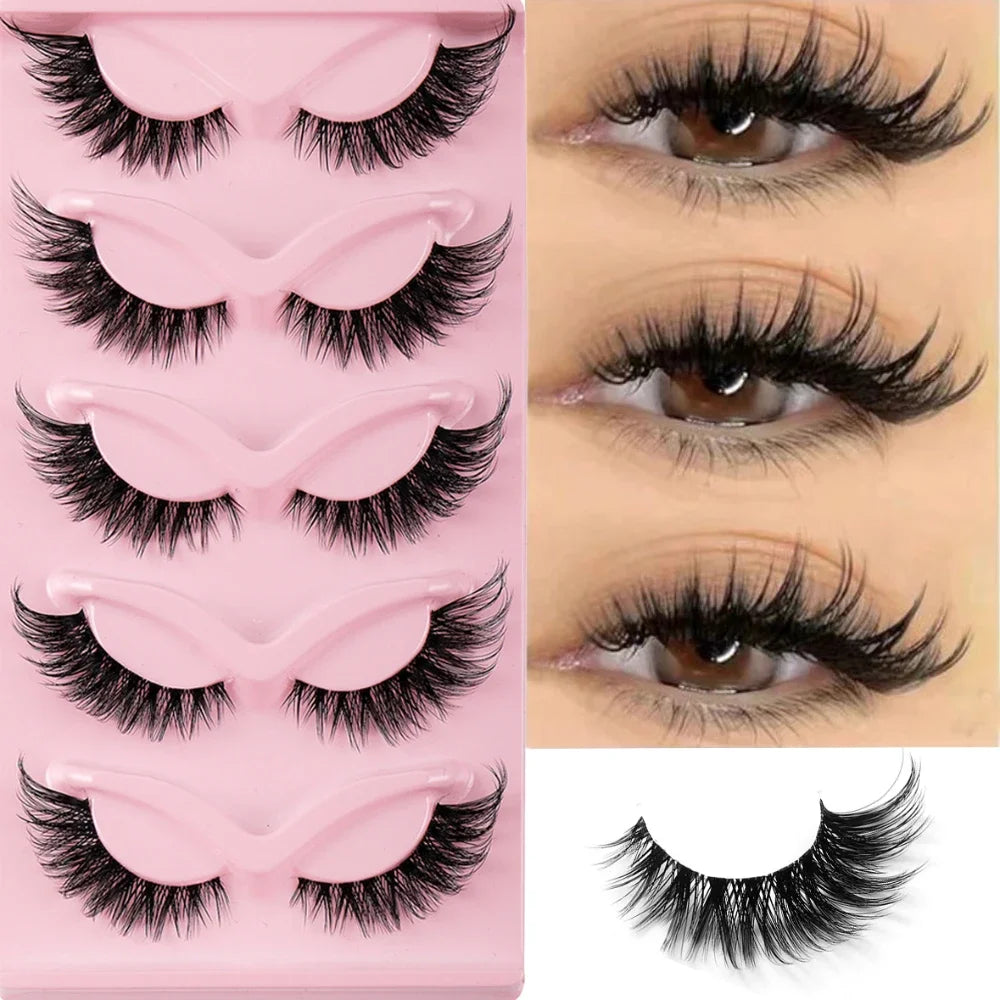 5 Pairs Cat Eye Faux Mink Strip Lashes