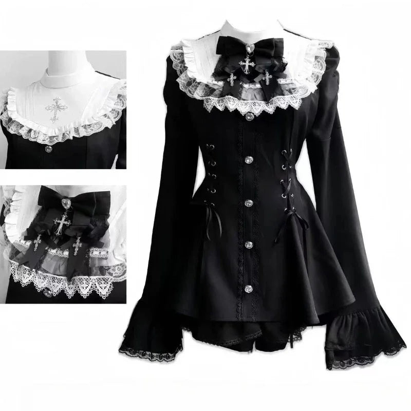 Gothic Lolita Bow Dress & Shorts Set