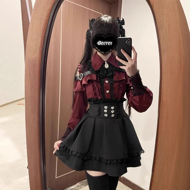 Jirai Kei JK Uniform Blouse & Skirt Set