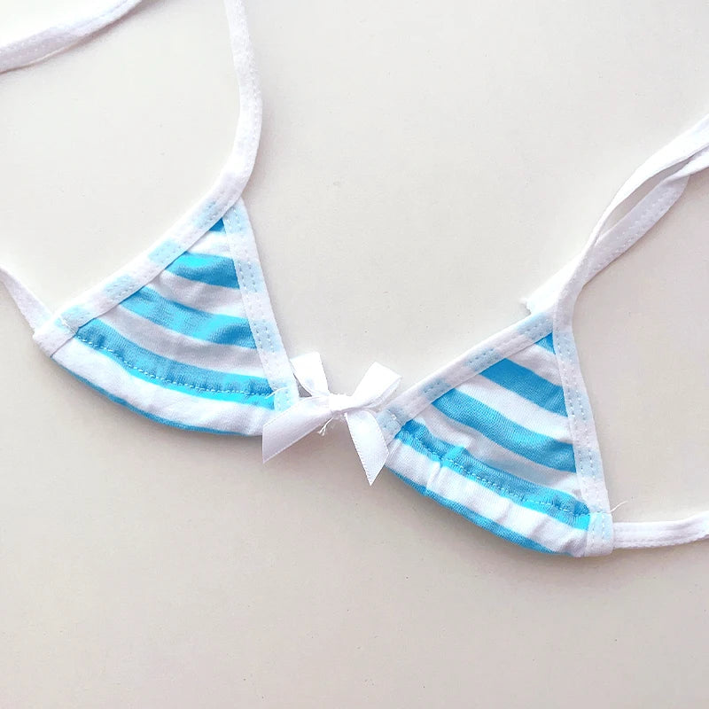 Striped Halter Micro Bikini Set