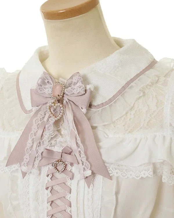 Sweetheart Bow Lace Blouse