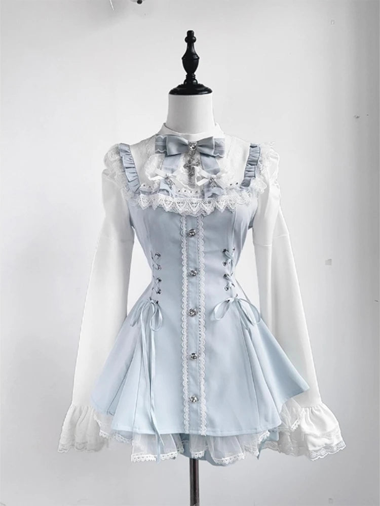 Gothic Lolita Bow Dress & Shorts Set