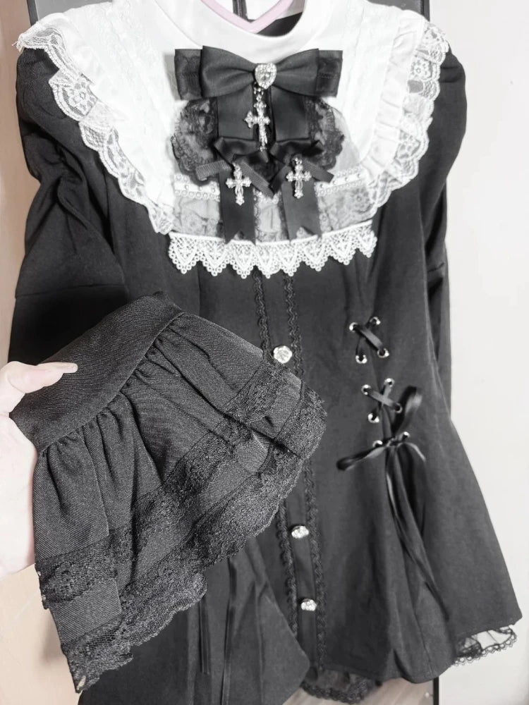 Gothic Lolita Bow Dress & Shorts Set