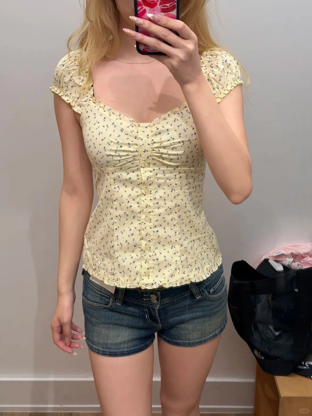 Floral Backless Cinched Blouse