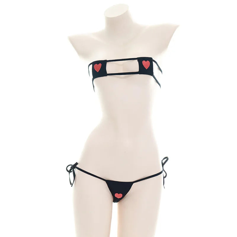 Striped Halter Micro Bikini Set