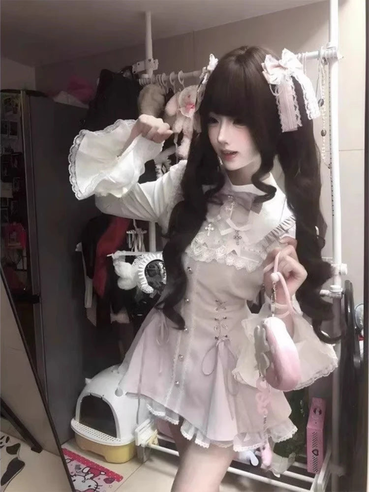 Gothic Lolita Bow Dress & Shorts Set