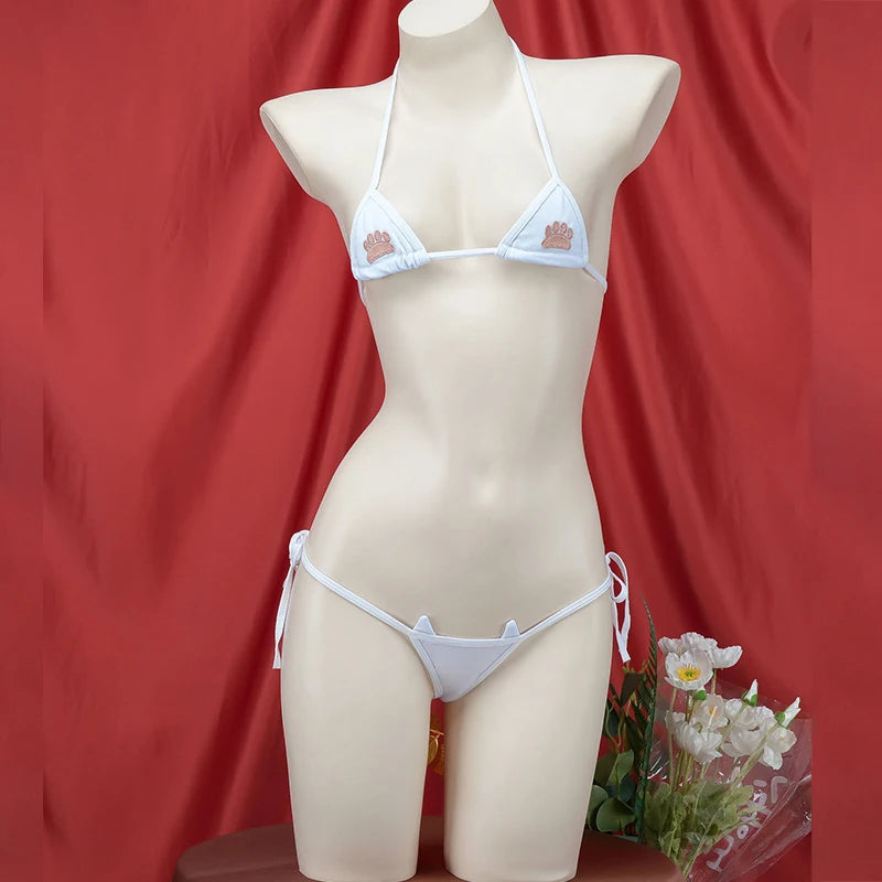 Striped Halter Micro Bikini Set