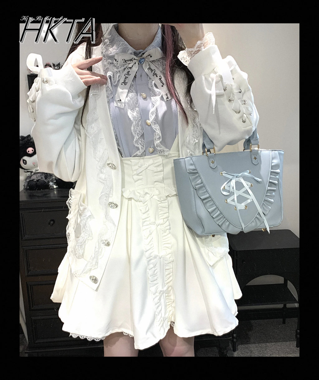 Ribbon Bow Knit Hoodie
