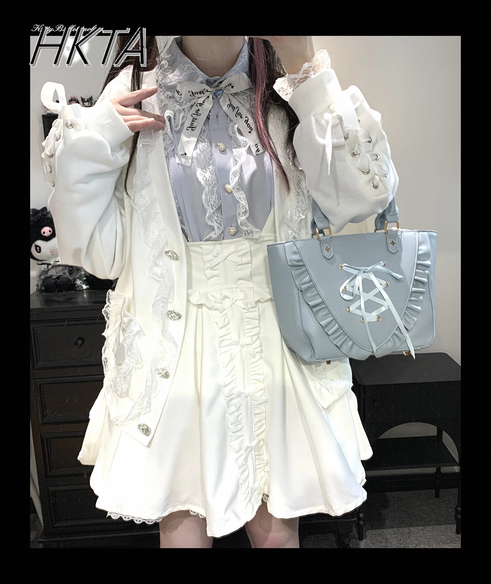 Ribbon Bow Knit Hoodie