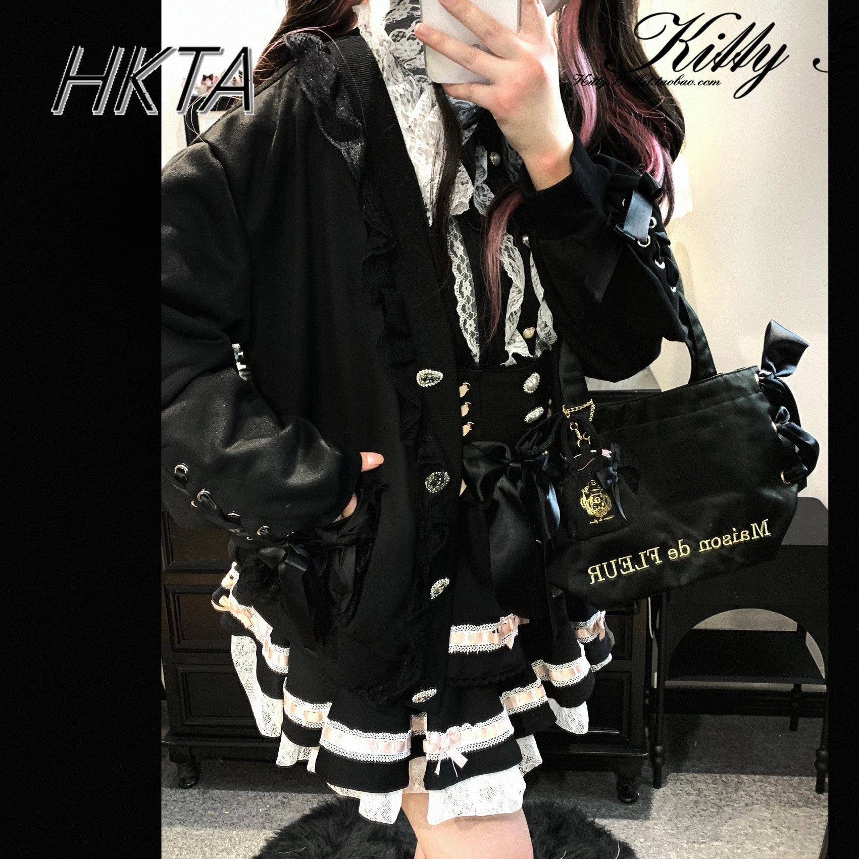 Ribbon Bow Knit Hoodie