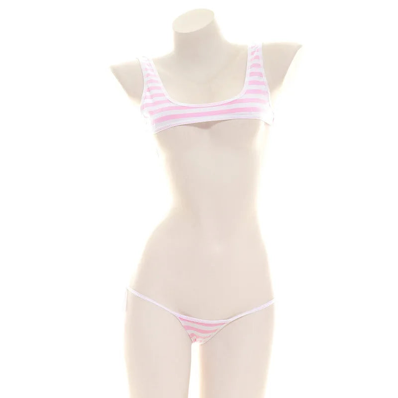 Striped Halter Micro Bikini Set