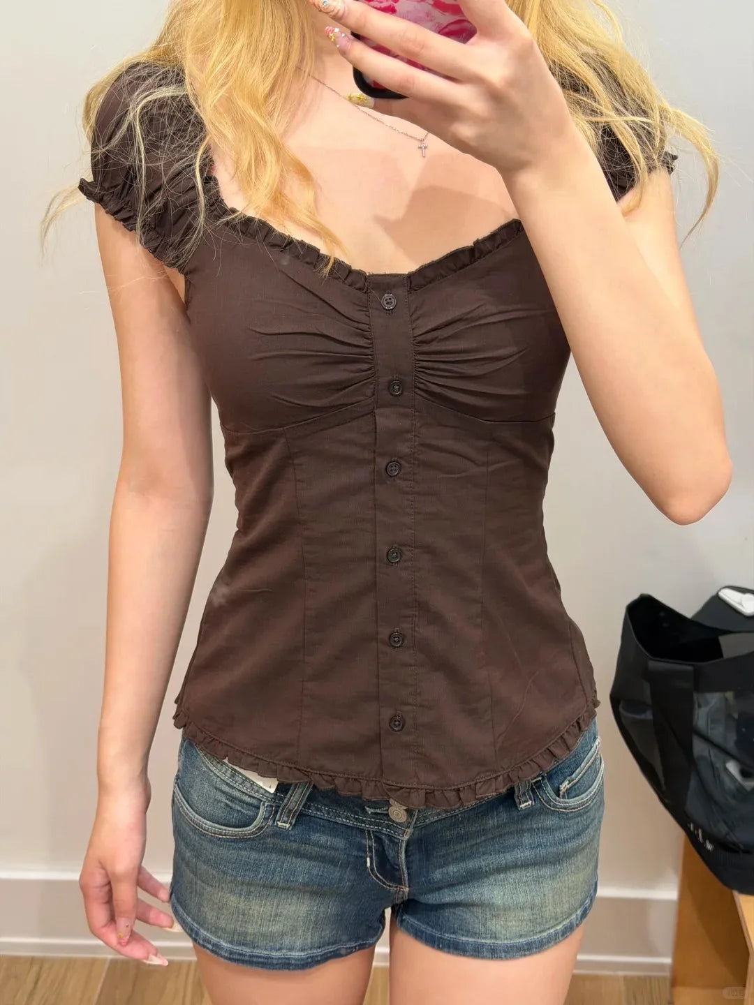 Floral Backless Cinched Blouse