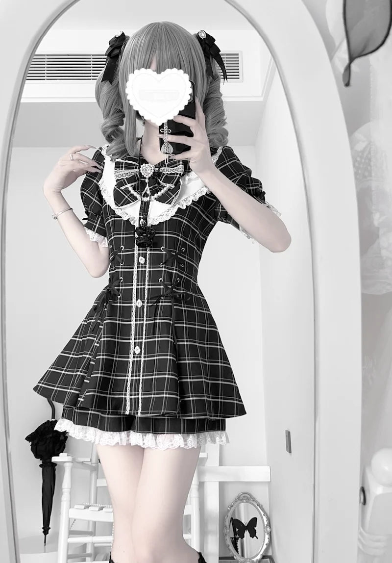 Gothic Lolita Bow Dress & Shorts Set