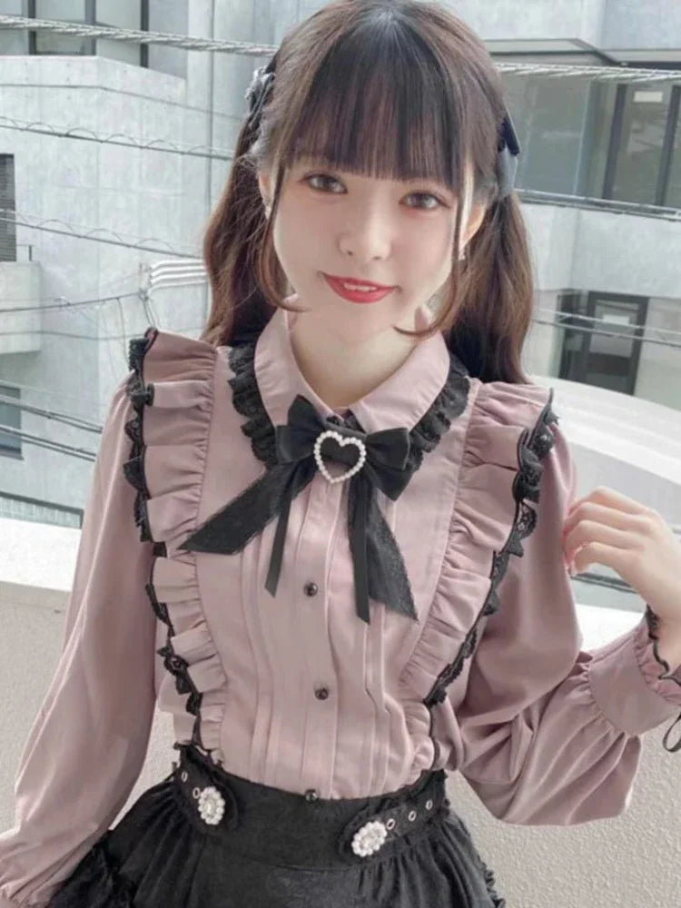 Japanese Kawaii Lace Ruffle Blouse