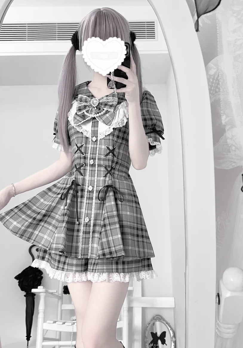 Gothic Lolita Bow Dress & Shorts Set