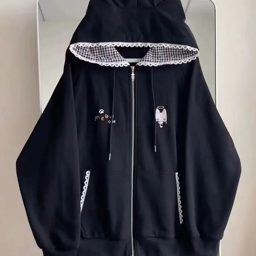 Harajuku Gothic Zip-Up Hooded Jacket